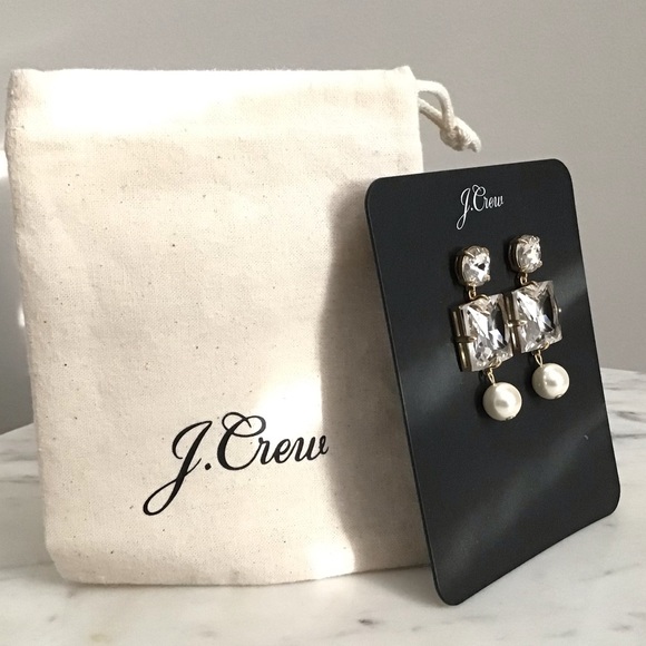 J.Crew Crystal and Pearl Drop Earrings NWT - Picture 5 of 9
